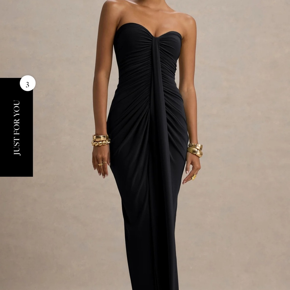 ALI BLACK SWEETHEART RUCHED WRAP MAXI DRESS
